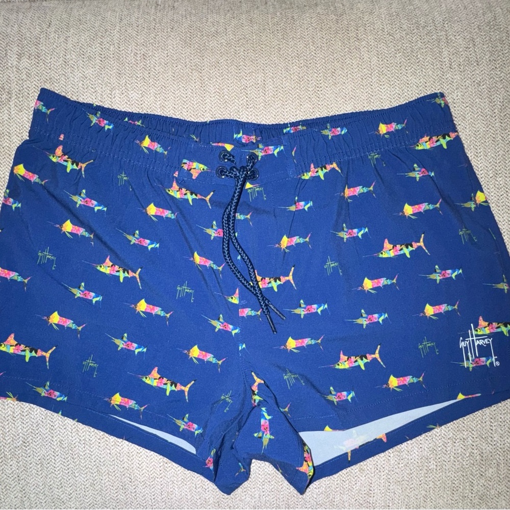 Guy Harvey Women’s Swim Shorts Marlin Print Blue Size L